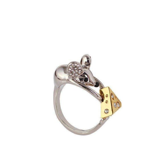 Kate Spade Mouse and Cheese Silver Crystal Ring - Picture 1 of 7